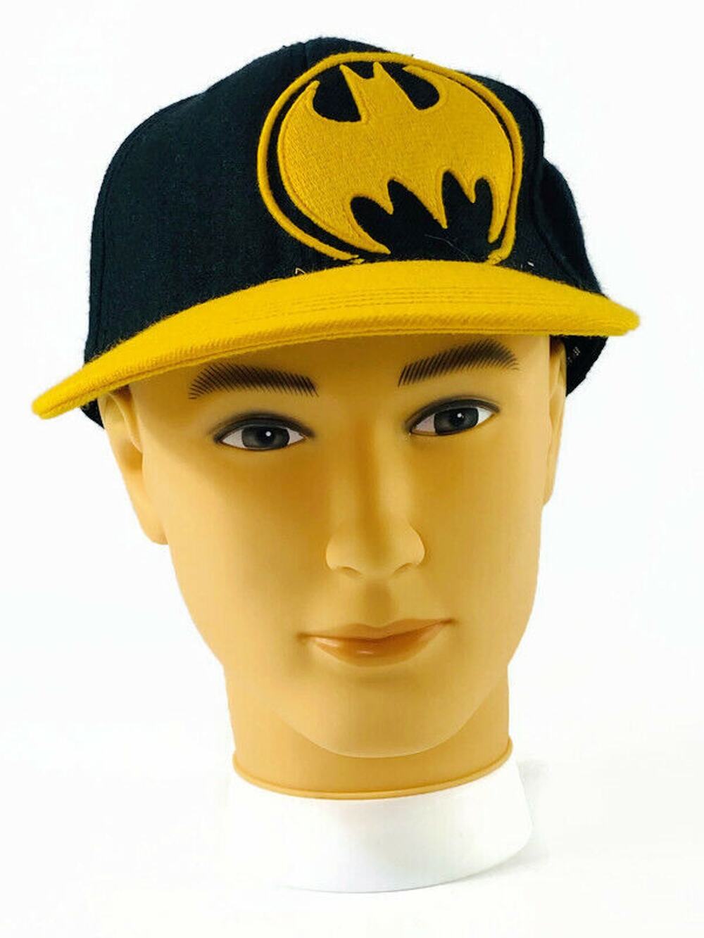 DC Comics Batman Baseball Cap Hat Black Yellow Raised Logo Small-Medium